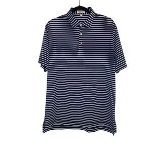 Peter Millar Summer Comfort Mens Navy Striped Golf Polo  Medium Ojai Valley Inn